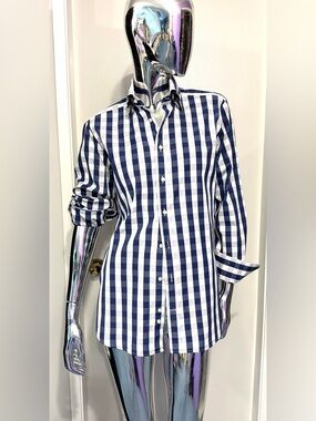 🏖️Summer Sale: Lipson men’s button-down Shirt Navy + White Weave, easy collar